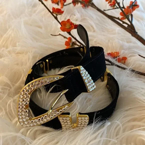💞CACHE St.Maarten💞velvet/crystal belt